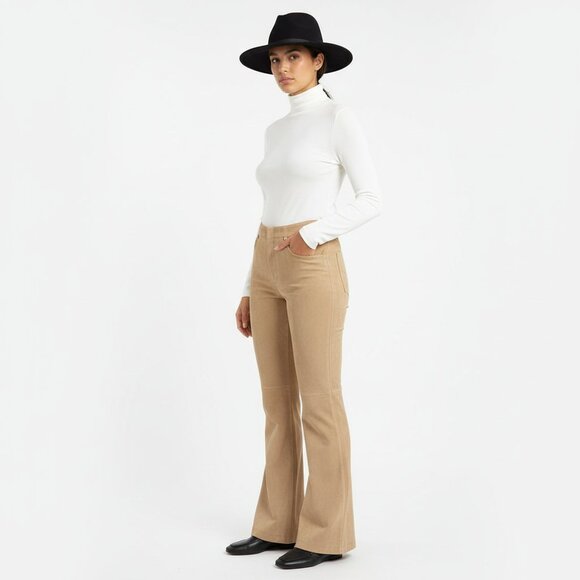 100% Suede Leather High Waist Straight Leg Pants From Apostrophe 12 - Picture 8 of 8